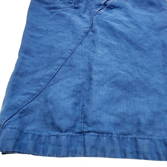Cottonworld Linen Blend Shorts-Womens-Royal Blue-30 ins-Tailored Seam-Coastal - Picture 5 of 10